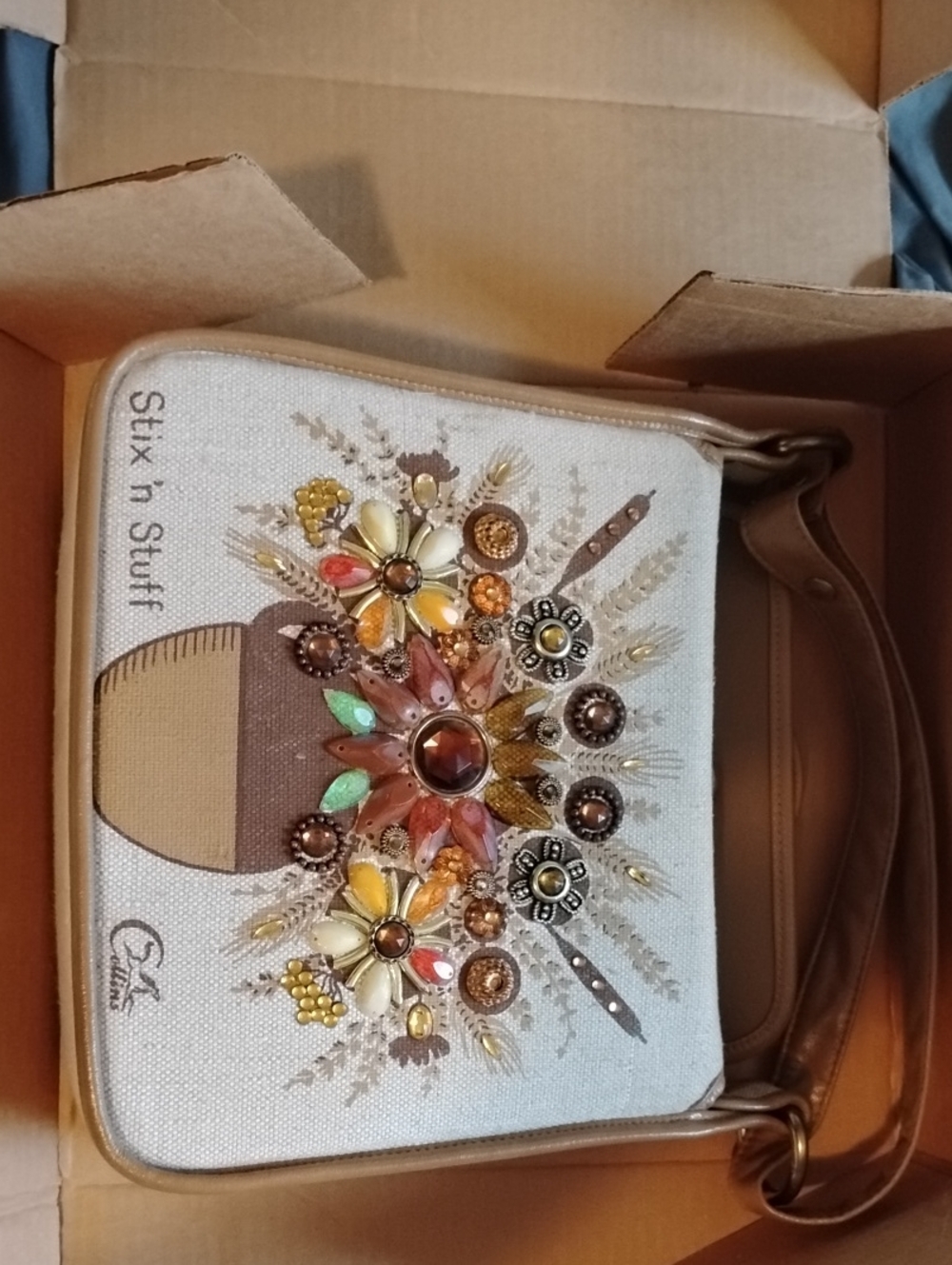 Jeweled Floral Card & Key Holder in Multicolor
